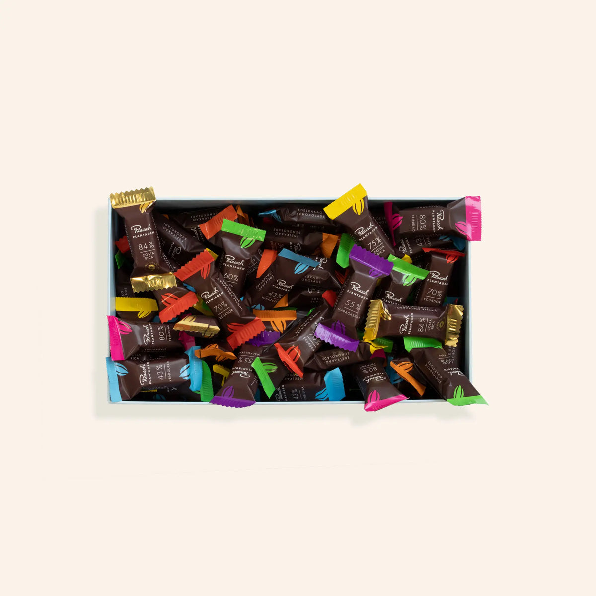 Bunte Mischung Rausch Minis in einer Schachtel.