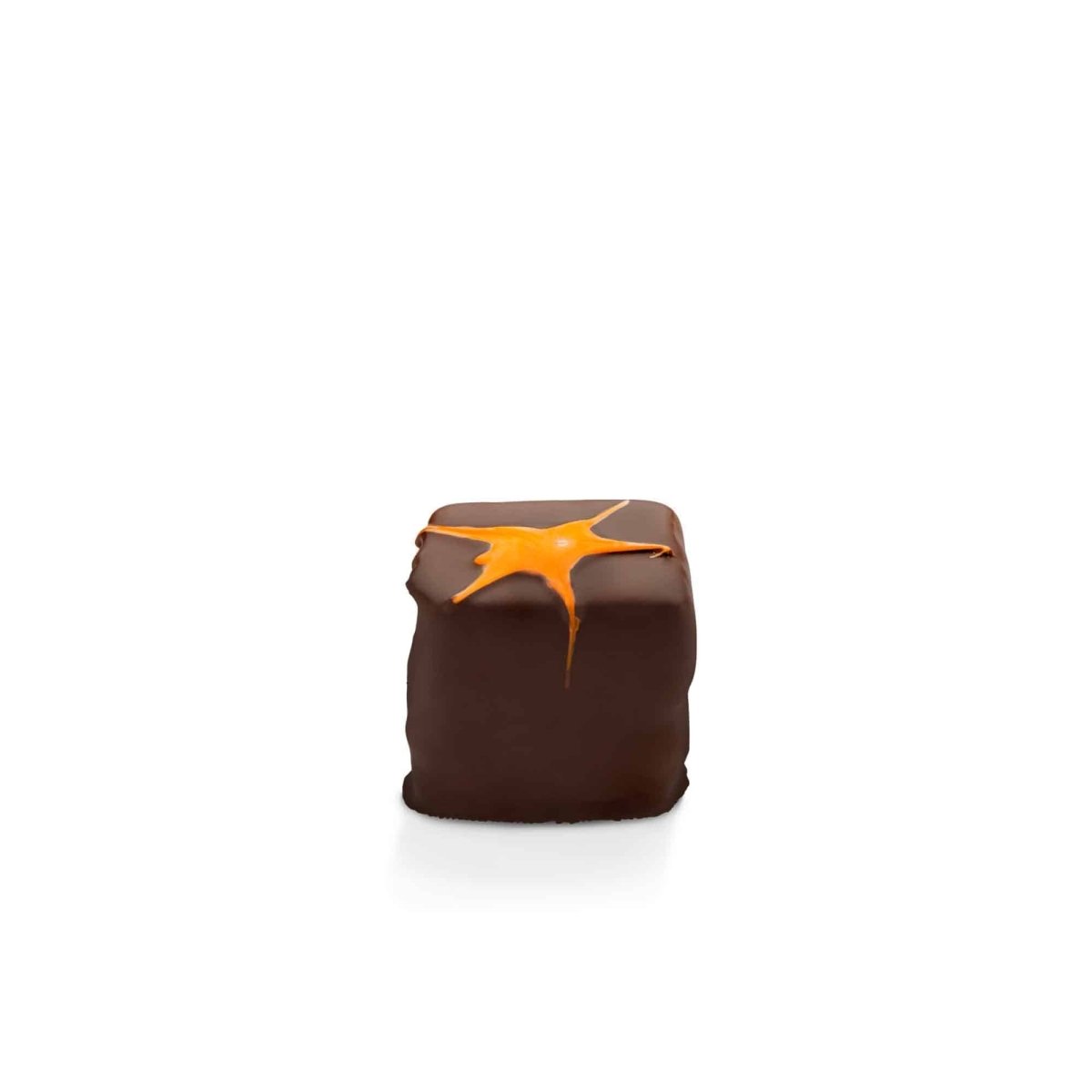 Dominostein mit Orange-Ingwer Creme und dunkler Schokolade überzogen.