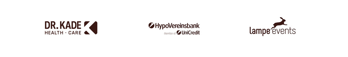 Logos von Dr. Kade, HypoVereinsbank, und Lampe Events auf weißem Hintergrund.