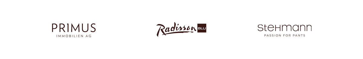 Logos von Primus, Radisson Blu und Stehmann auf weißem Hintergrund.